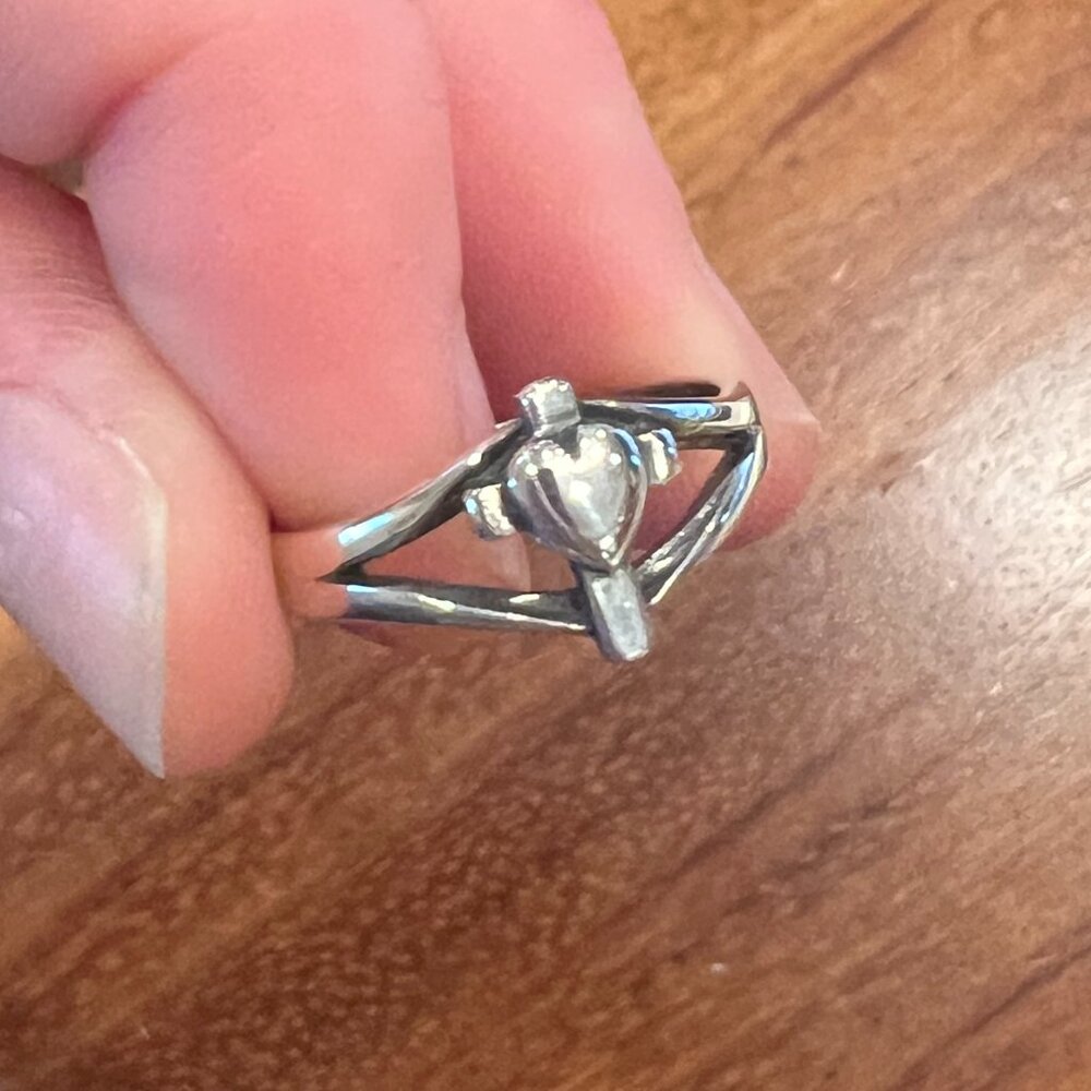 James Avery Cross and Heart Ring Size 7